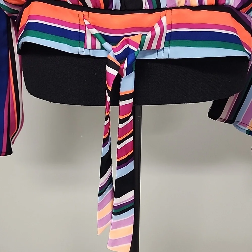 EXPRESS Striped Wrap Blouse - Picture 10 of 16